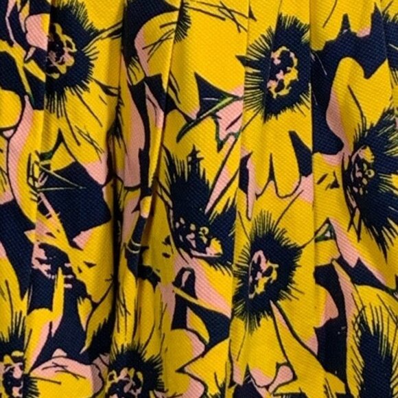 J Crew Dress Womens 00 XXS Sundress Sleeveless Mini Fit Flare Floral Yellow Work - Picture 7 of 10